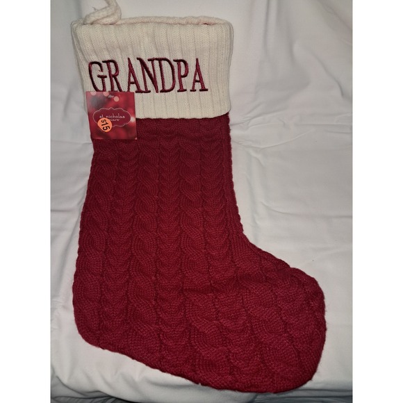 Christmas stocking for Grandpa, red & white knit - Picture 1 of 1